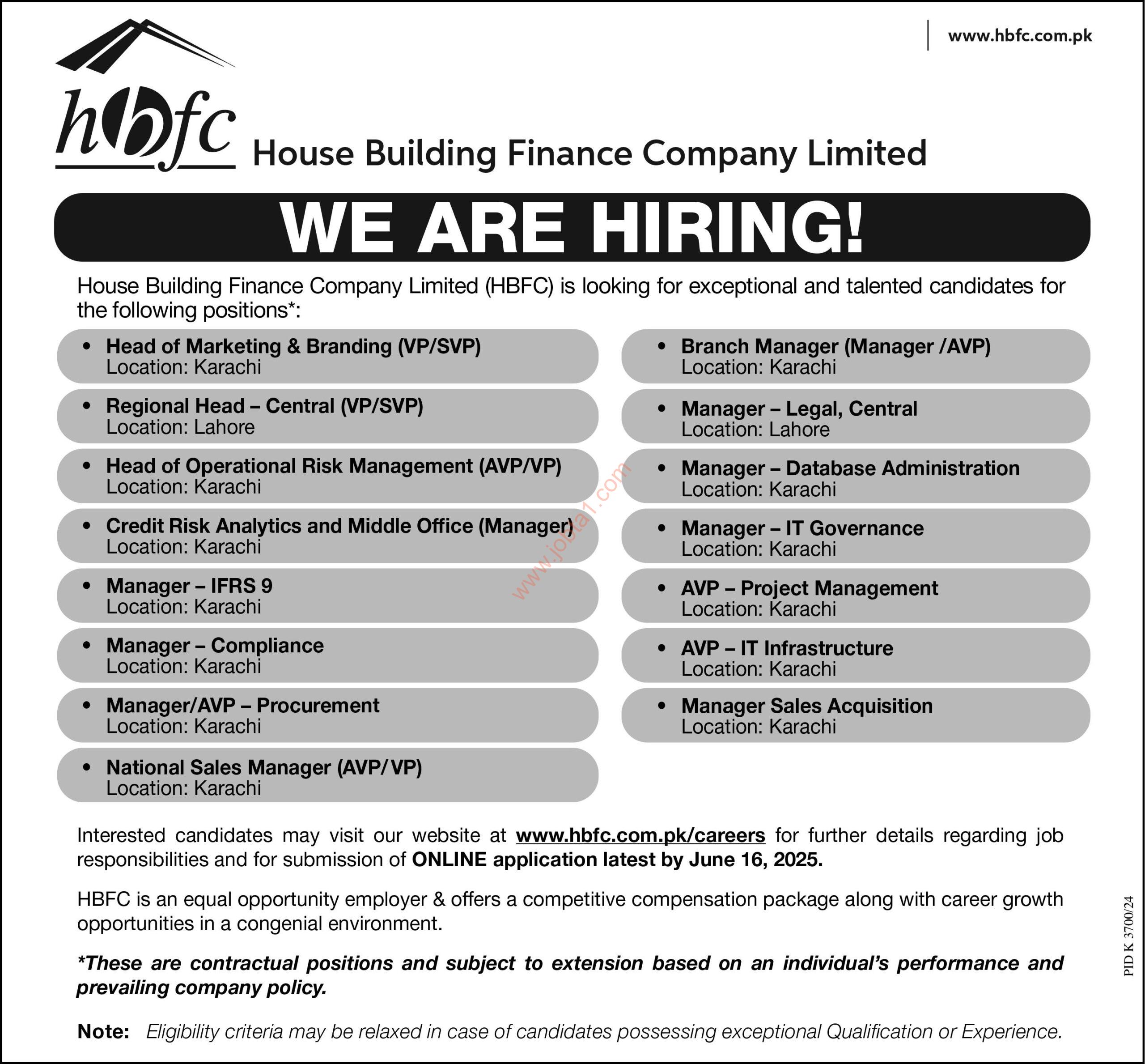 House Building Finance Company Limited HBFCL Jobs