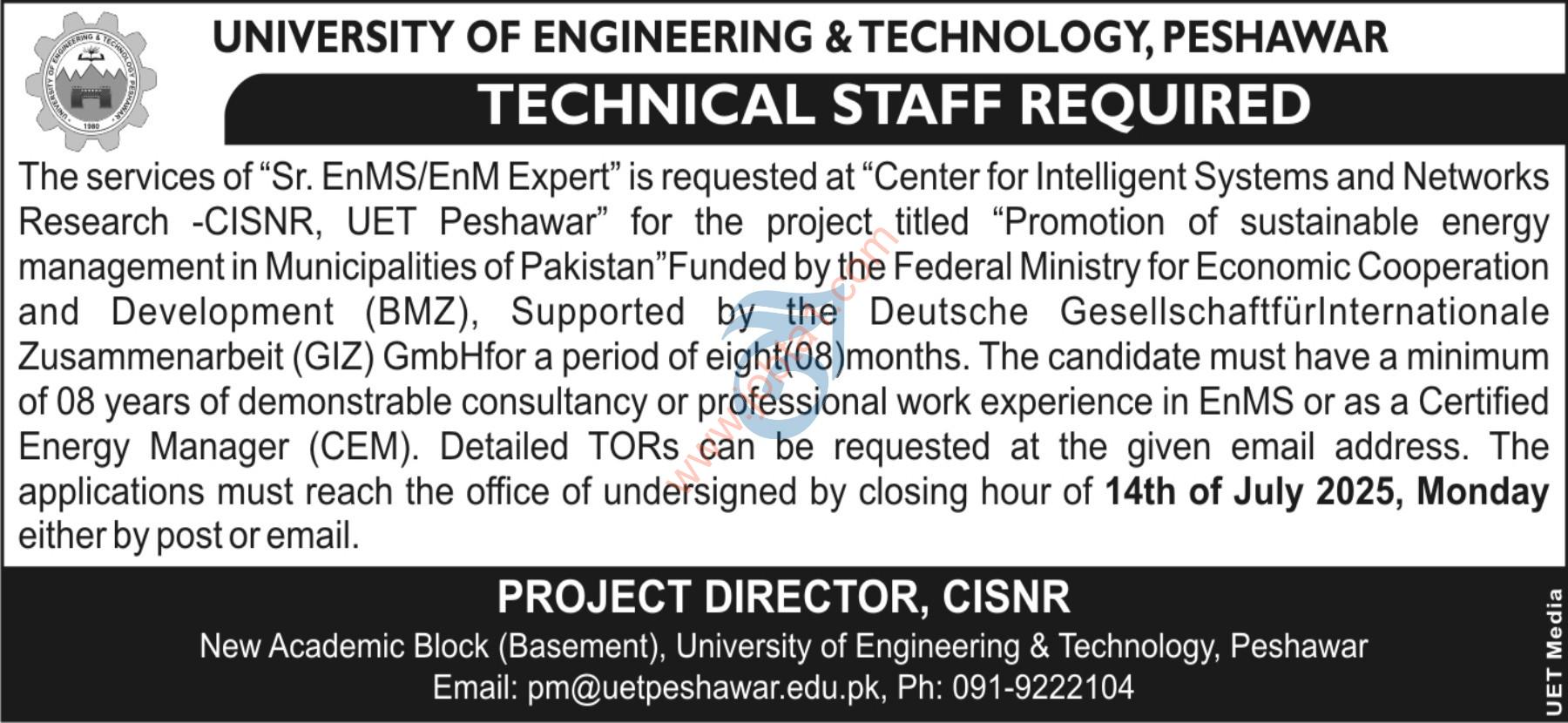 University of Engineering and Technology UET Jobs